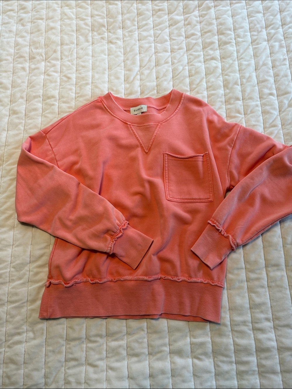 Evereve Coral Crewneck Sweatshirt with Pocket